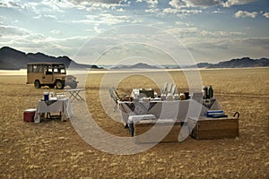 Champagne breakfast - Namib Desert - Namibia