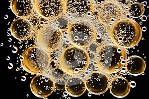 champagne bubbles rising in a flute
