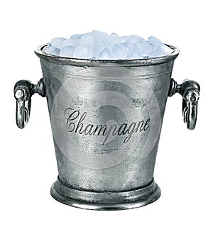 Champagne bucket, full with ice isolated on white