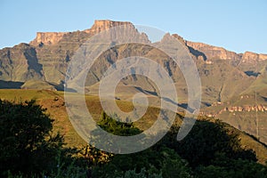 Champagne Castle, Cathkin Peak and Monk`s Cowl: peaks forming part of the central Drakensberg mountain range, South Africa photo