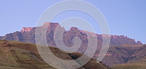 Champagne Castle, Cathkin Peak and Monk`s Cowl: peaks near Winterton forming part of the central Drakensberg, South Africa photo