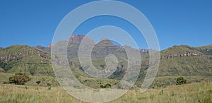 Champagne Castle, Cathkin Peak and Monk`s Cowl: peaks near Winterton forming part of the central Drakensberg, South Africa photo