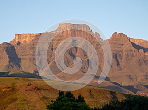 Champagne Castle, Cathkin Peak and Monk`s Cowl: peaks near Winterton forming part of the central Drakensberg, South Africa photo