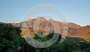 Champagne Castle, Cathkin Peak and Monk`s Cowl: peaks near Winterton forming part of the central Drakensberg, South Africa photo