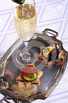 Champagne and caviar canape