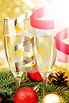 Champagne and christmas decor