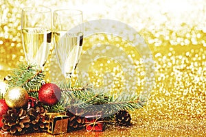 Champagne and christmas decor