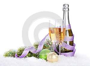 Champagne and christmas decor