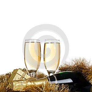 Champagne with Christmas ornaments photo