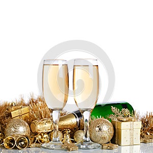 Champagne with Christmas ornaments photo