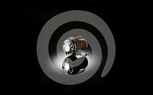 Champagne cork in the spotlight.