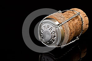 Champagne Cork on Black