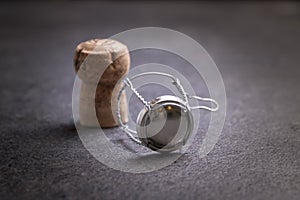 Champagne cork on dark background