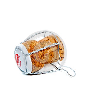 Champagne cork on white