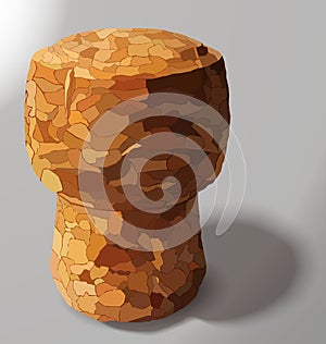 Champagne cork on a white background