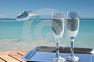 Champagne and cruise ship