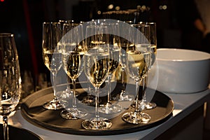 Champagne Cups on Serving Tray