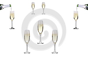Champagne drinks poured into glasses photo