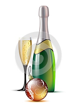 Champagne with fir ball