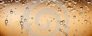 Champagne fizz bubbles soars over a golden background. AI Generated