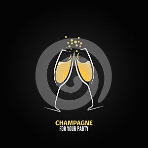 Champagne glass design party menu background