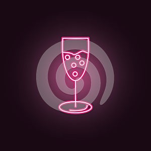 Champagne glass neon icon. Elements of Party set. Simple icon for websites, web design, mobile app, info graphics