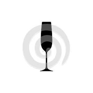 Champagne glass silhouette, beverage goblet.Alcohol drink icon on a white background.Simple logo.Black shape basis for the design