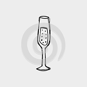 Champagne Glass Sketch Vector Illustration