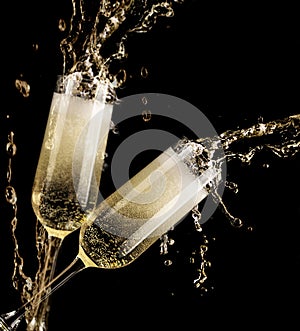 Champagne glass with splash