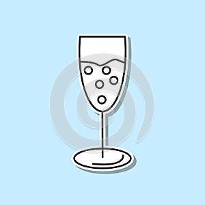 Champagne glass sticker icon. Simple thin line, outline vector of party icons for ui and ux, website or mobile application