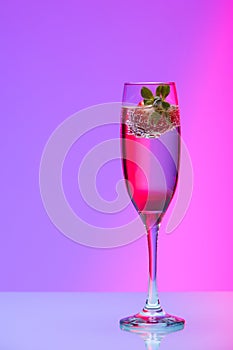 Champagne glass with strawberry, studio shot