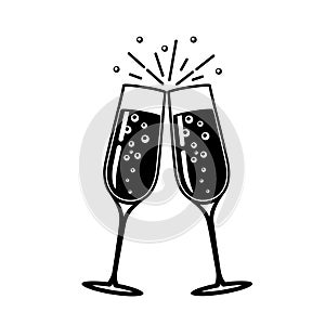 Champagne glass vector icon.