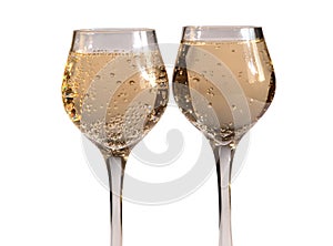 Champagne glass on white four