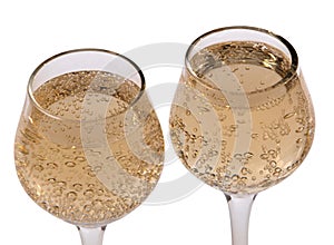 Champagne glass on white three