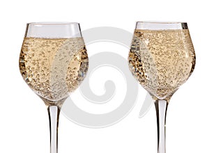 Champagne glass on white two