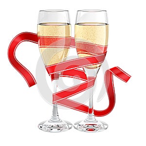 Champagne glass wrapped ribbon