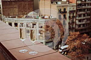 Champagne Glasses in Barcelona city center