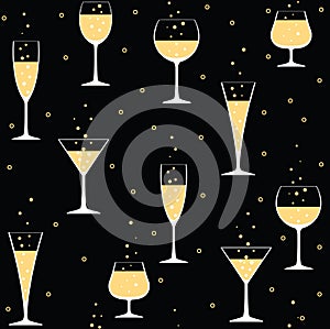 Champagne glasses on black
