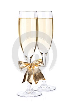 Champagne glasses with bow decor