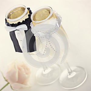 Champagne glasses for bride and groom