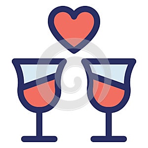 Champagne glasses, cheers Isolated Vector icon which can easily modify or edit