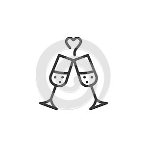 Champagne glasses cheers line icon