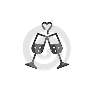 Champagne glasses cheers vector icon