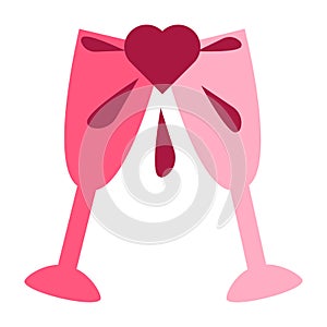 Champagne glasses clinking on dating icon vector