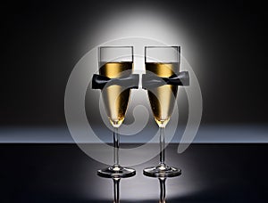 Champagne glasses with conceptual same sex decoration