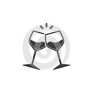 Champagne glasses icon. Glasses with wine in flat style. Vector