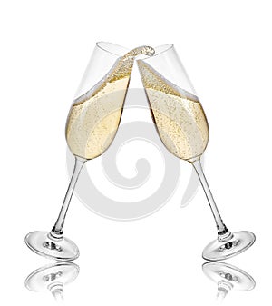 Champagne glasses making toast