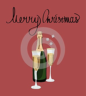 Champagne glasses postcard