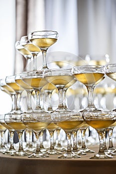 Champagne glasses pyramid