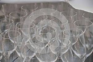 Champagne glasses on a table photo
